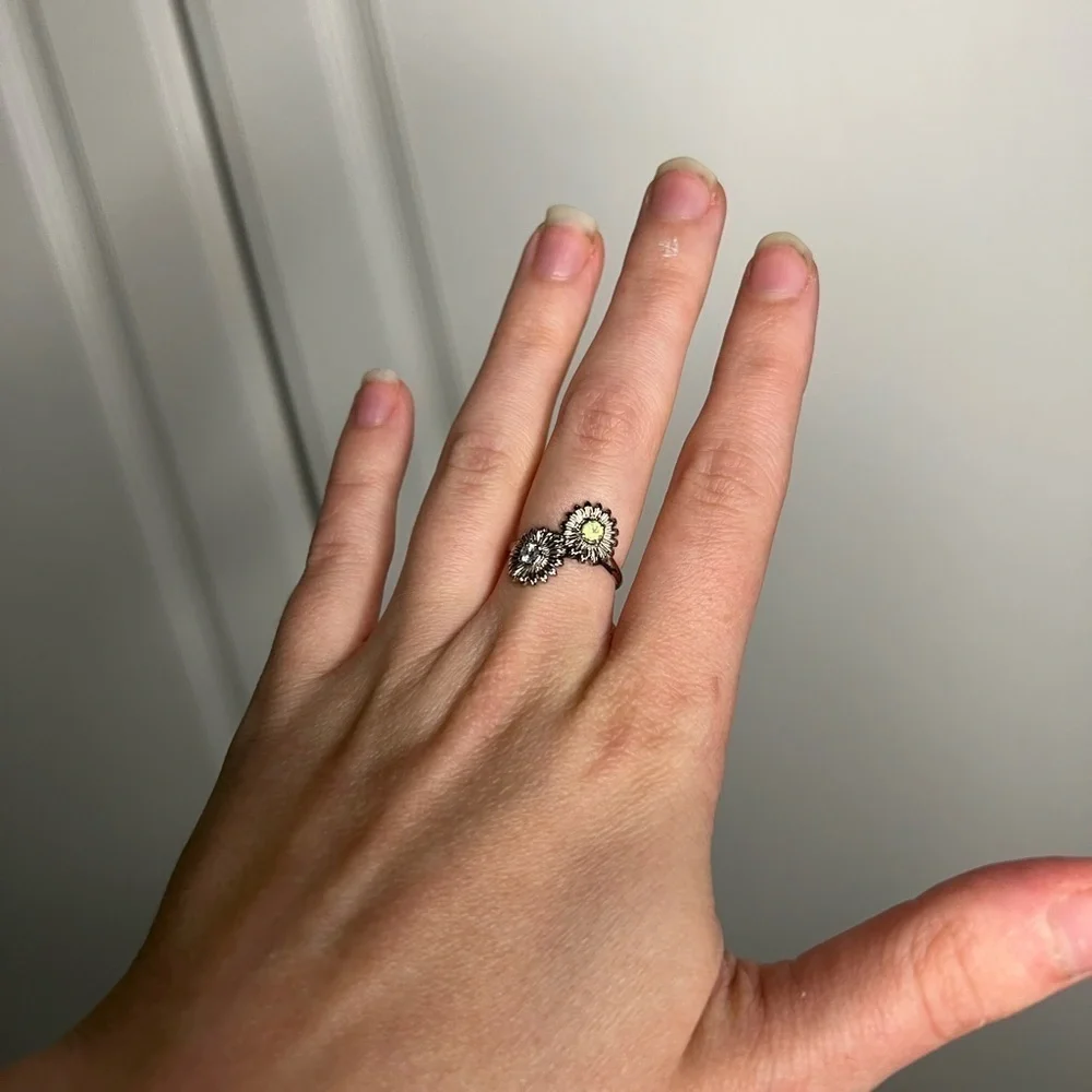 Sunflower Toi Et Moi Diamond Peridot 14k White Gold Ring 5